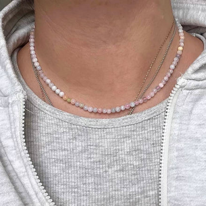 Morganite 4mm Beaded Necklace - Divine Love