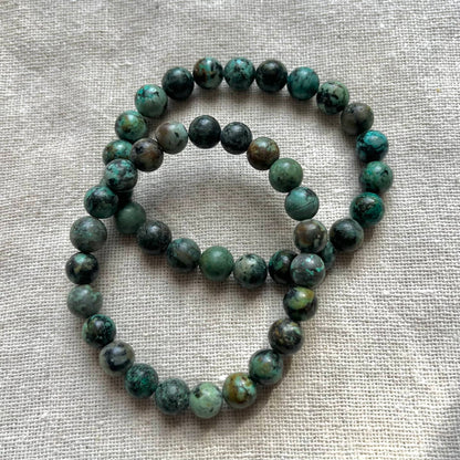 African Turquoise 8mm Beaded Bracelet - Prosperity