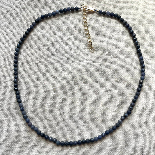 Blue Sapphire 4mm Facet Beaded Necklace - Spiritual Insight