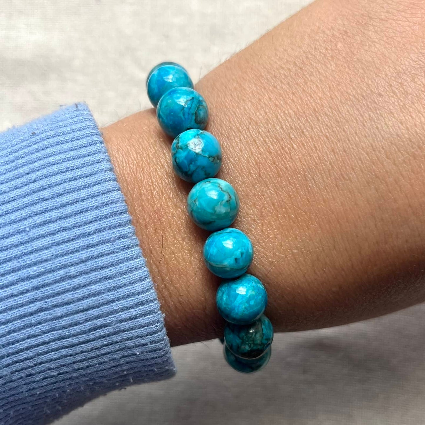 Blue Turquoise 10mm Beaded Bracelet - Wisdom