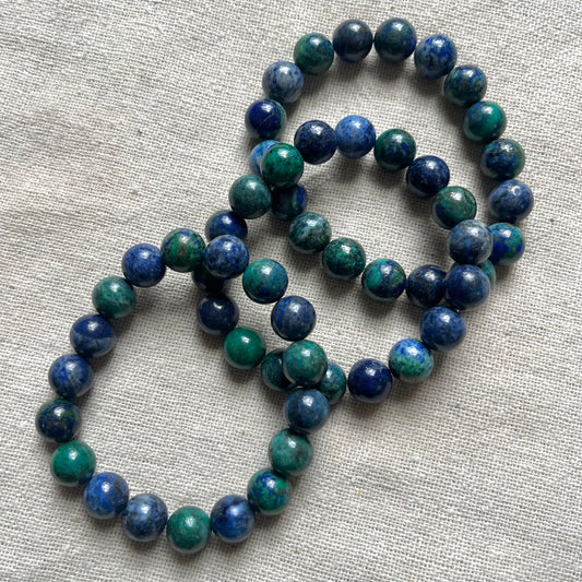 Chrysocolla Lapis Lazuli 10mm Beaded Bracelet - Harmony