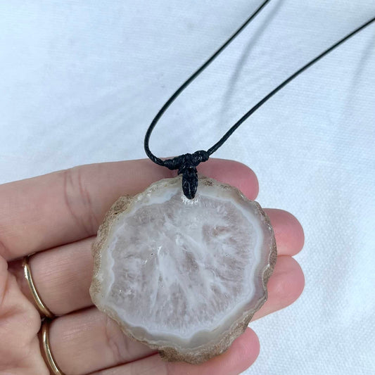 White Agate Slice Pendant - Soothing