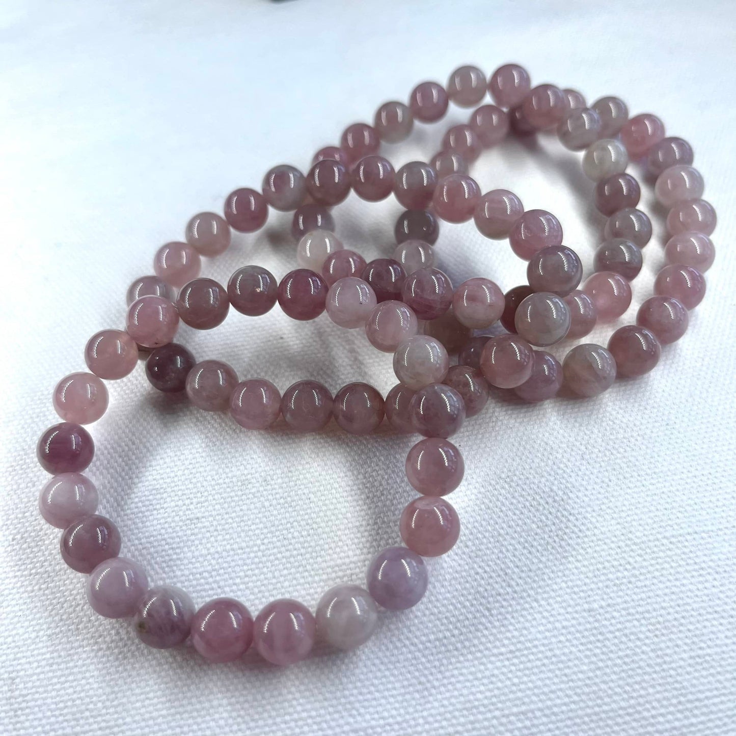 Lavender Rose Quartz 8mm Beaded Bracelet - Harmony