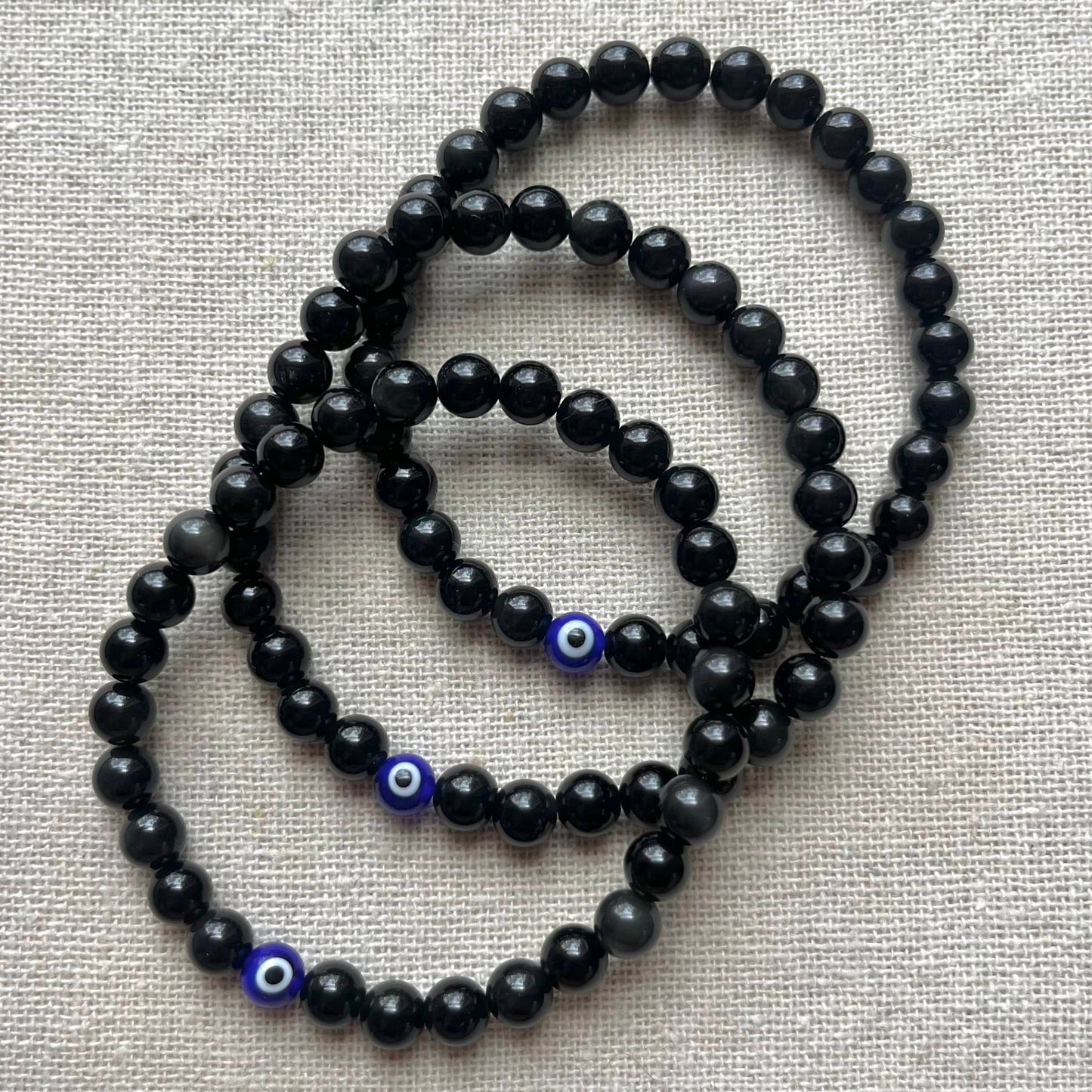 Protection Evil Eye Bracelet - Obsidian