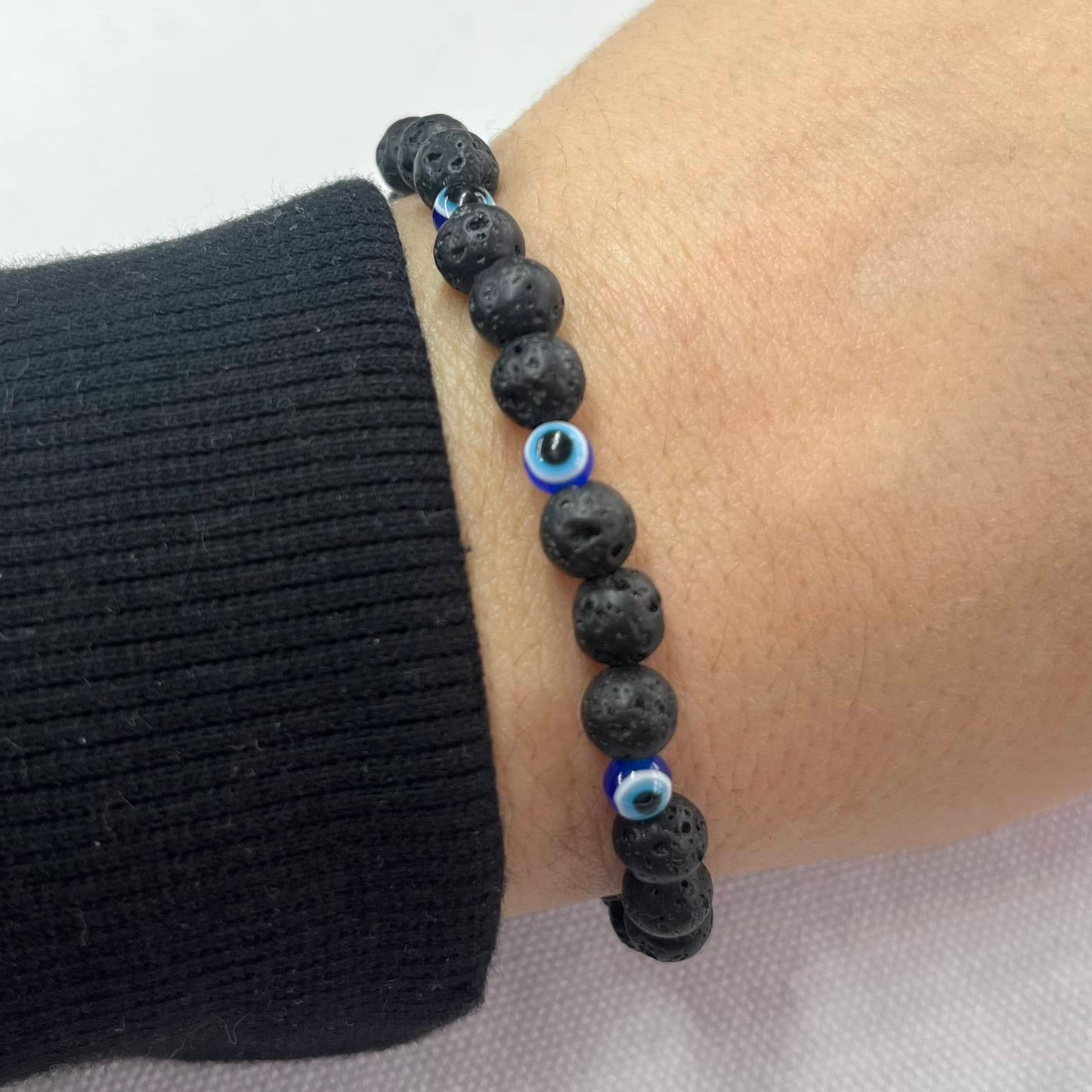 Protection Evil Eye Bracelet - Lava Stone