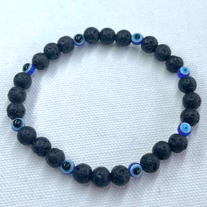 Protection Evil Eye Bracelet - Lava Stone