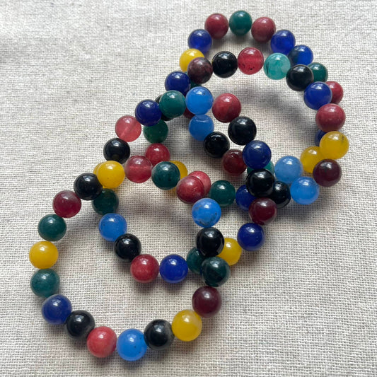 Coloured Agate 10mm Beaded Bracelet - Stability