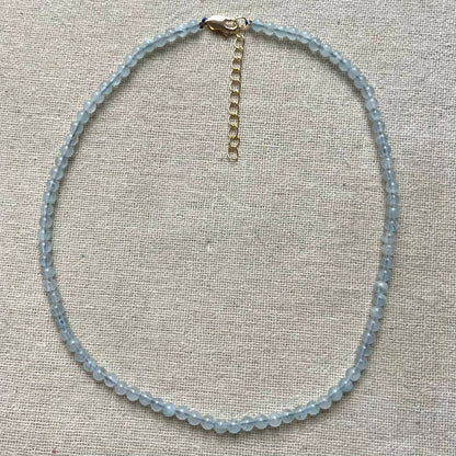 Aquamarine 4mm Beaded Necklace - Calm