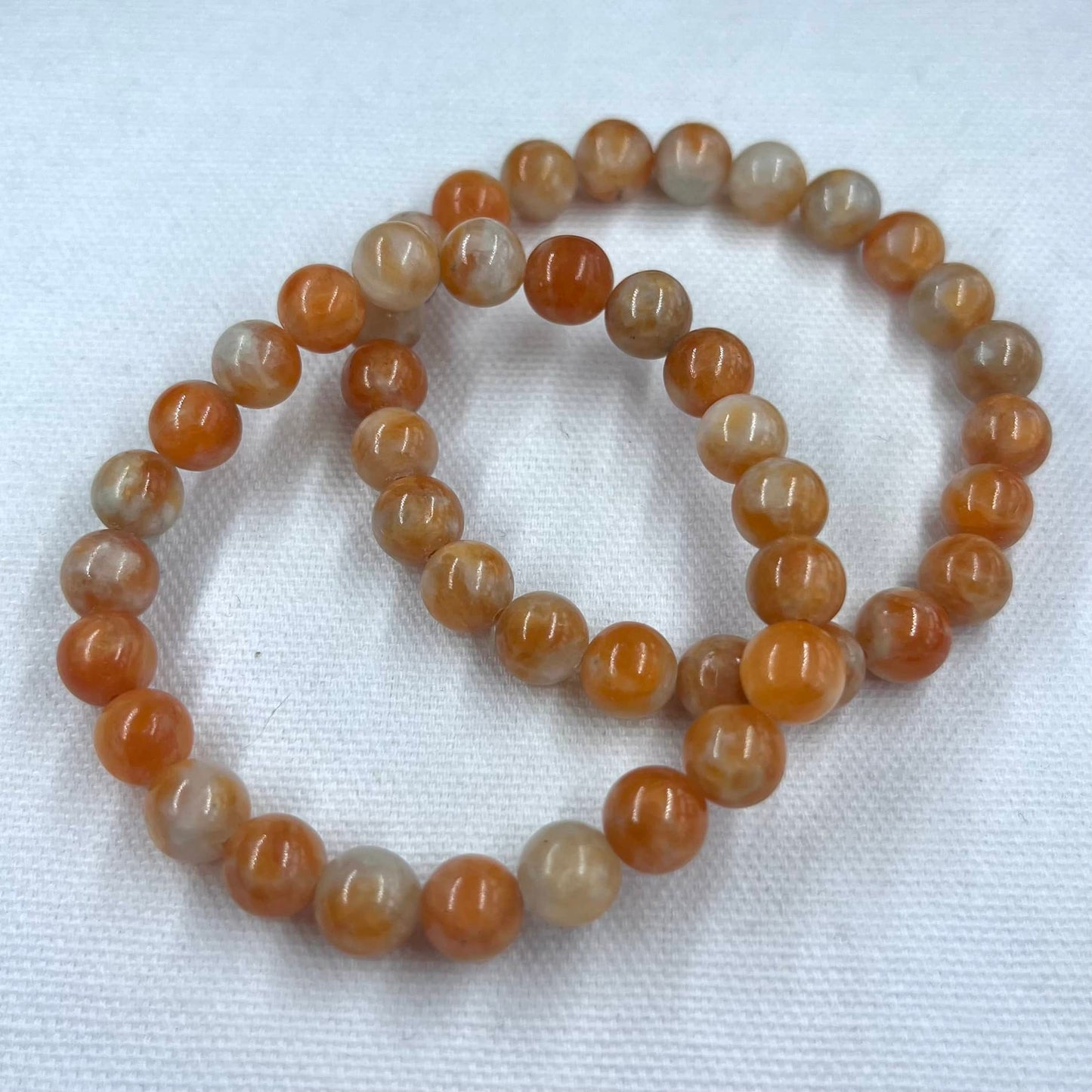 Orange Calcite 8mm Beaded Bracelet - Energising