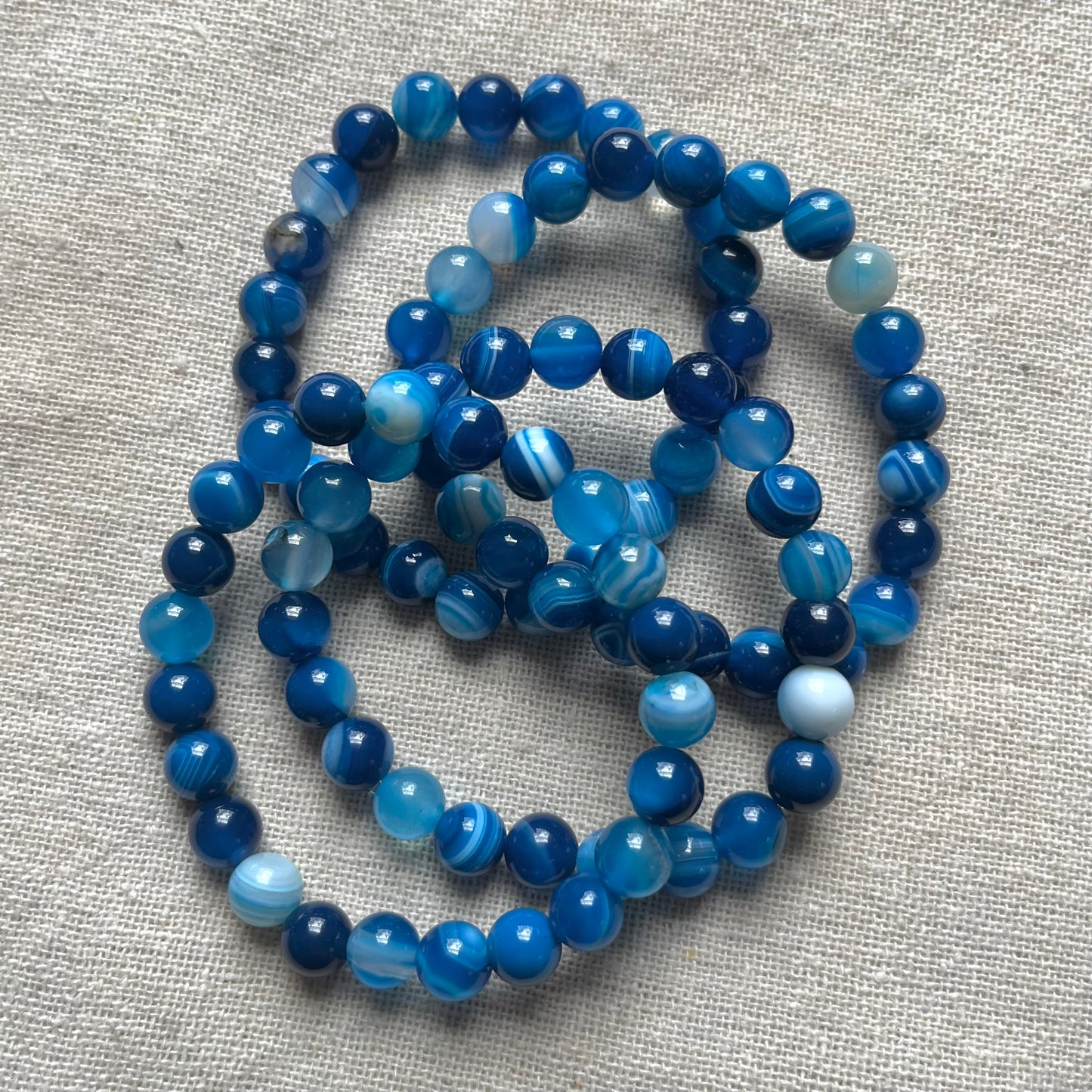 Blue Agate 8mm Beaded Bracelet - Relaxation