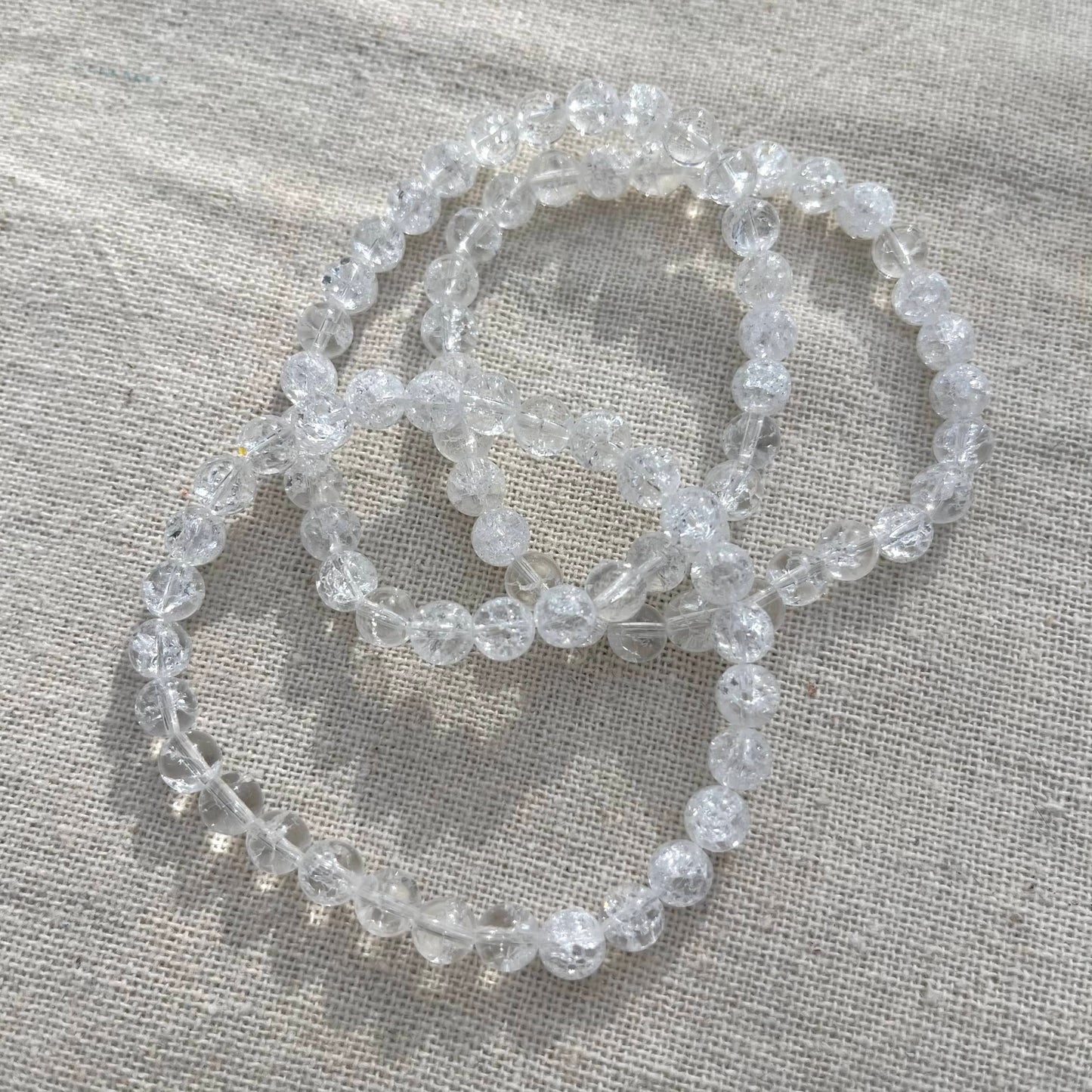 Cracked Clear Quartz 6mm Beaded Bracelet - Master Healer