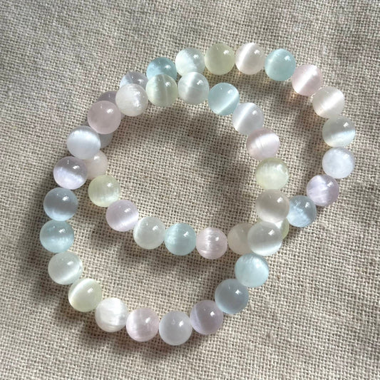 Pastel Selenite 8mm Beaded Bracelet - Purifying