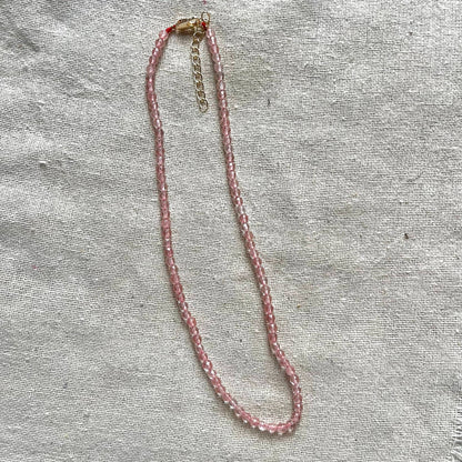 Cherry Quartz 3mm Facet Beaded Necklace - Motivation