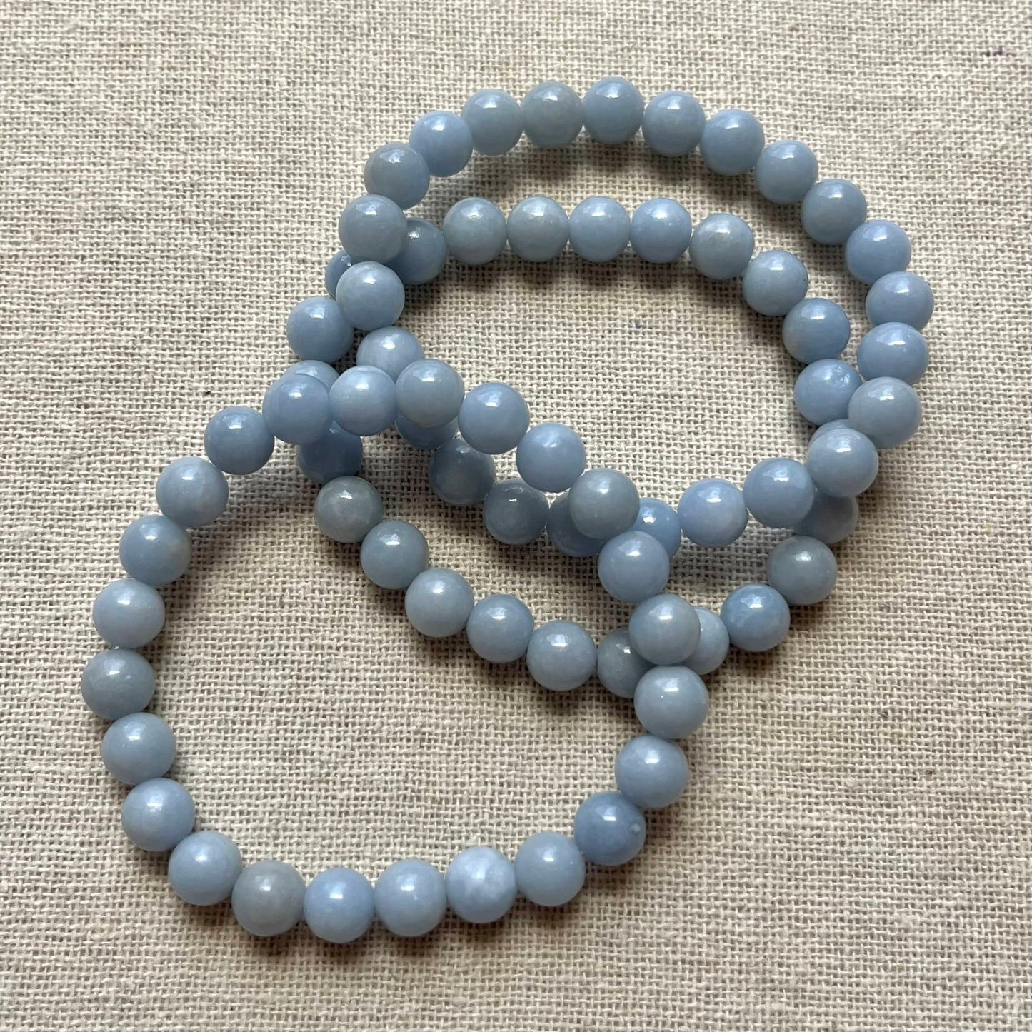 Angelite 8mm Beaded Bracelet - Angelic Energy