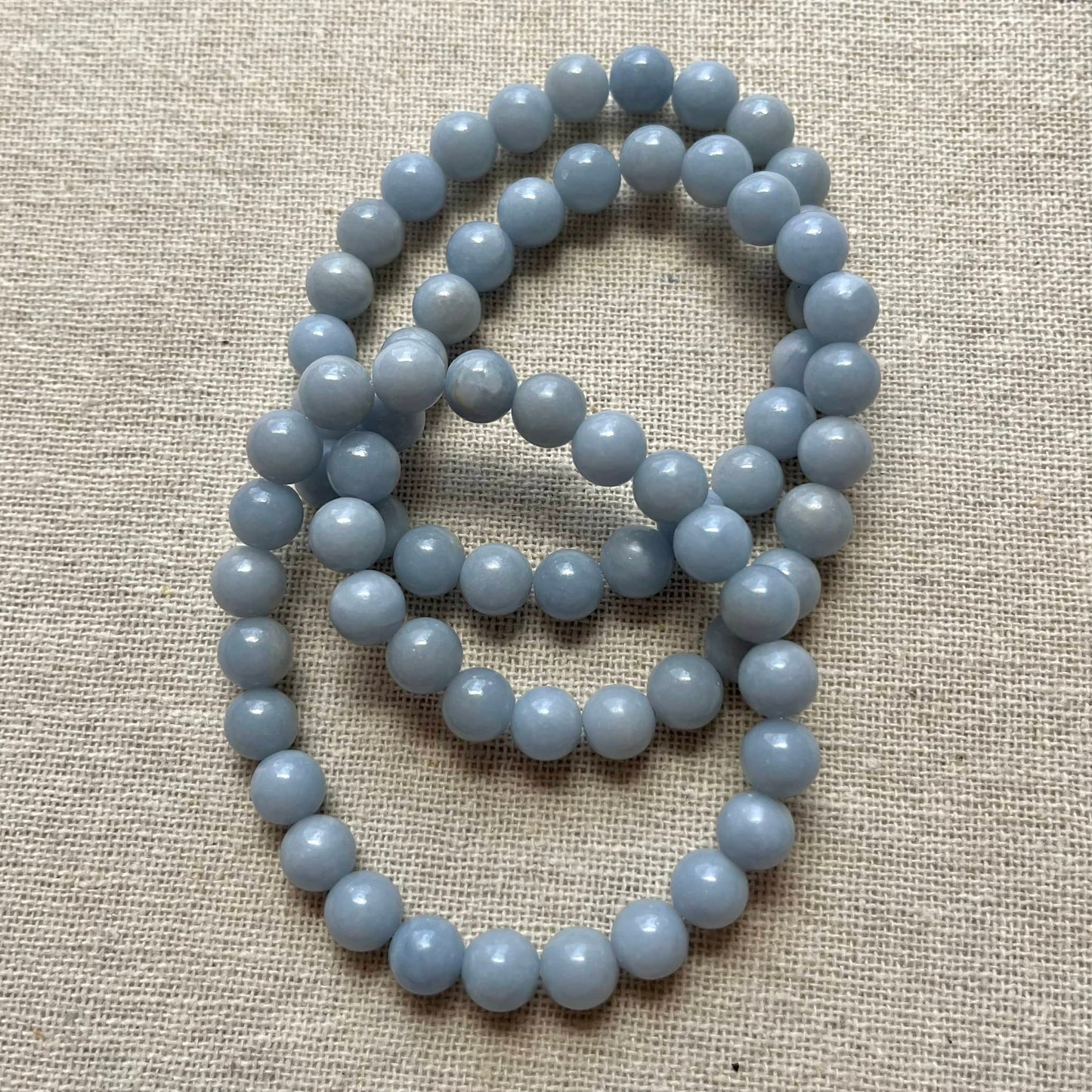 Angelite 8mm Beaded Bracelet - Angelic Energy