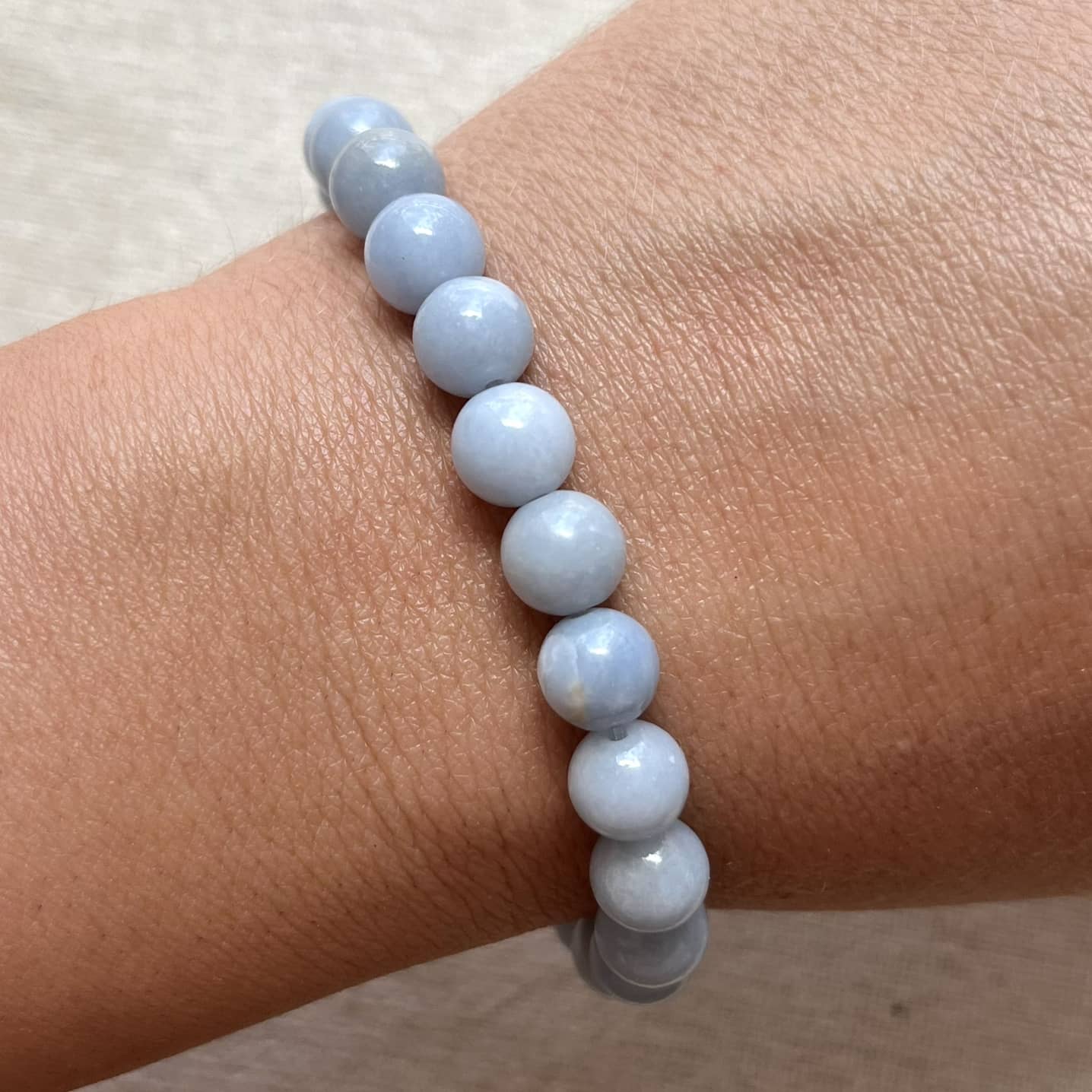 Angelite 8mm Beaded Bracelet - Angelic Energy